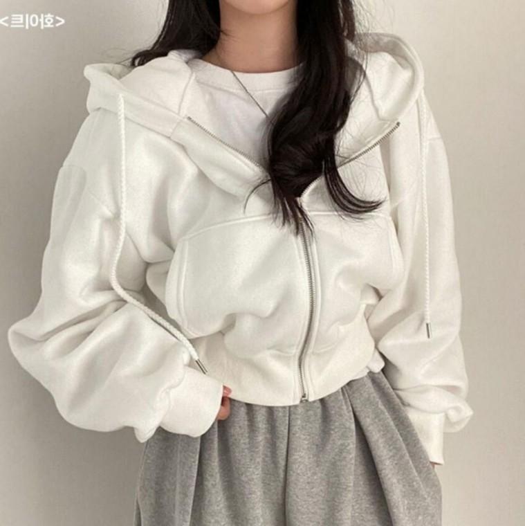 외투 잠바 간절기 자켓 후드 크롭 후드집업 여성 봄 아우터 오버핏 겉옷 가을 봄점퍼