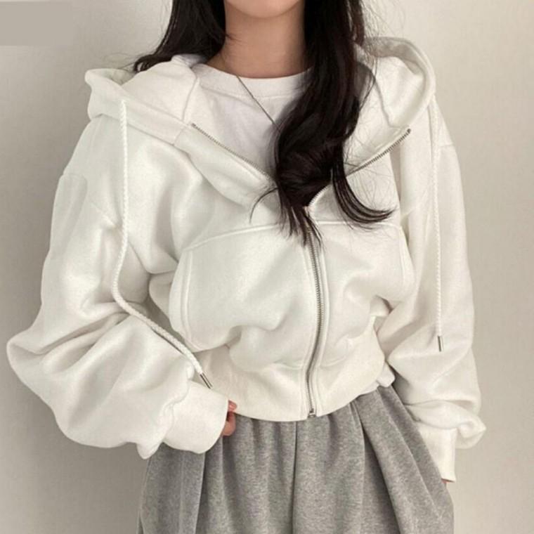 외투 봄 후드 잠바 루즈핏 여성 크롭 자켓 아우터 겉옷 기모 간절기 후드집업 봄점퍼 가을