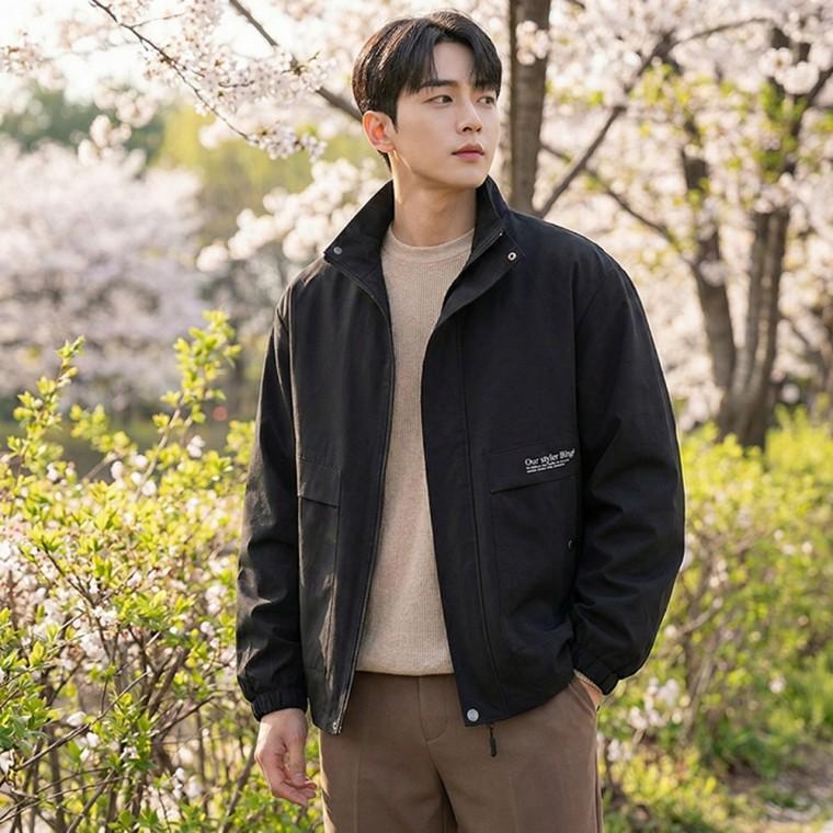 남성 간절기 봄 하프집업 바람막이 아우터 야상 점퍼 블루종