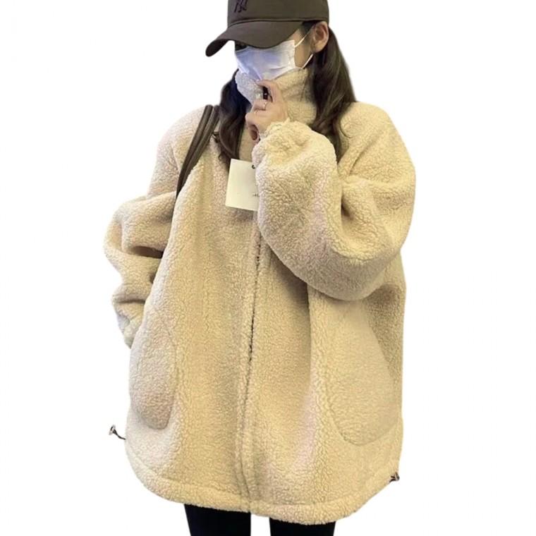 여성 뽀글이 후리스 집업 자켓 겨울 하이넥 점퍼 인조 양털 아우터 오버핏 CLBQ1115