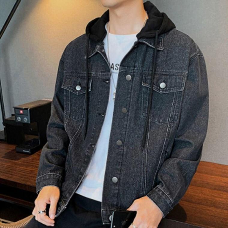 후드 탈부착 남성 기본 스타일 데님 청 자켓 남자봄 남자봄아 우터 진청 교복아 점퍼