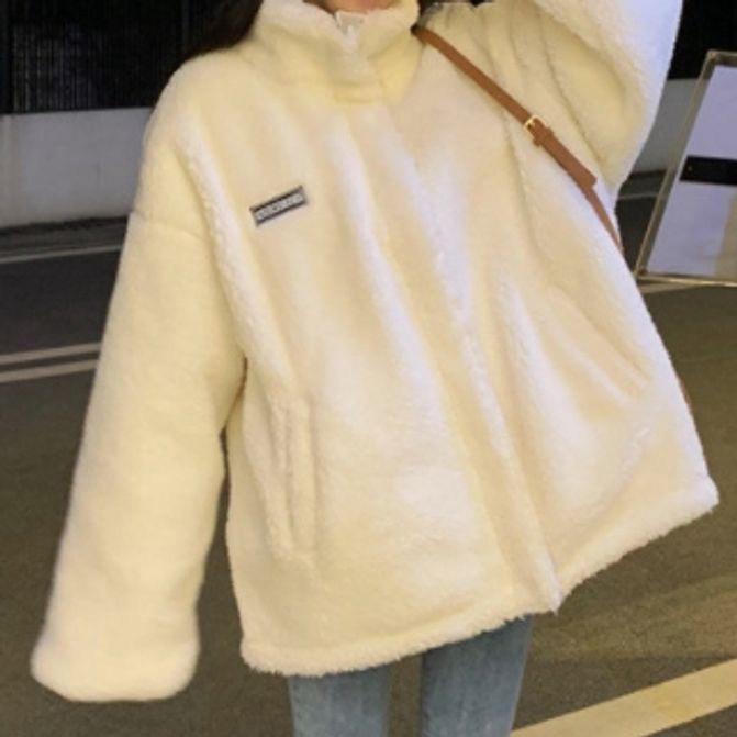 여자 후리스 집업 점퍼 여성 후리스 자켓 화이트