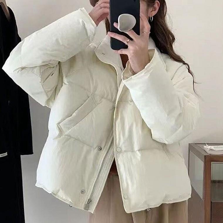 하이넥 오버핏 크롭 패딩 여성 겨울 숏점퍼