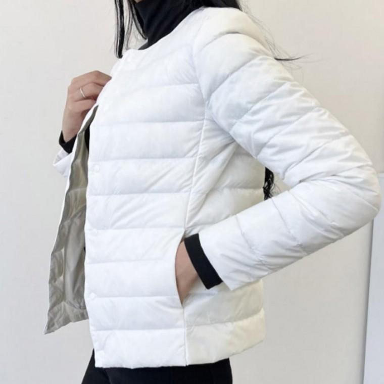 자켓라운드넥 가을점퍼 패딩 가벼운 여자 간절기점퍼 패딩자켓 바람막이재킷 오리털재킷 경량패딩 패딩조끼