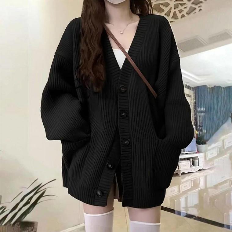 오버핏 가디건 두툼 점퍼 가을 단추 가디건 루즈핏
