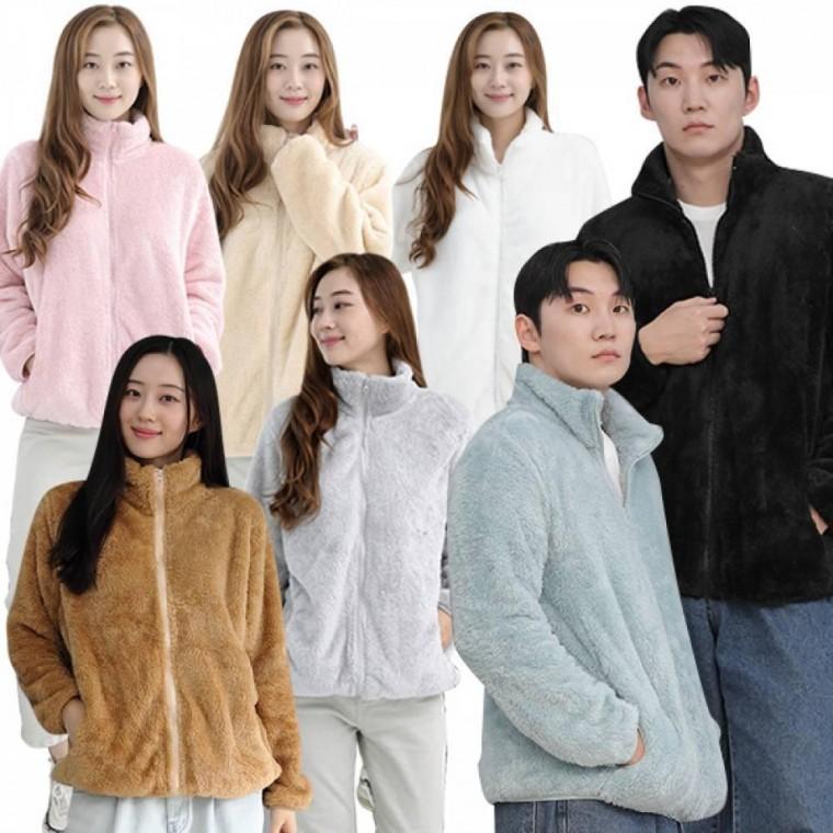 남녀 공용 여성 후리스 집업 보아털 겨울 플리스 빅사이즈 캐쥬얼 데일리 점퍼