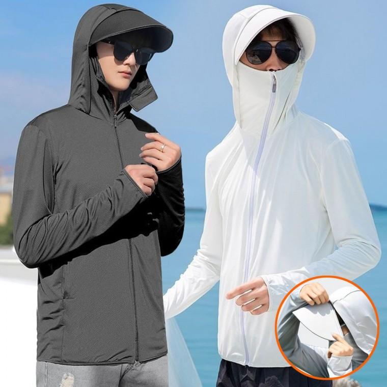 남성 전체 메쉬 쿨링 소재 모자 캡 탈 부착 등산 낚시 외출 통풍 레쉬가드 점퍼