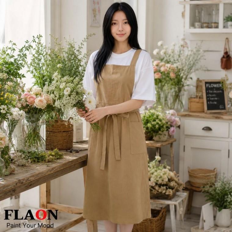플라온 코지15 앞치마 예쁜 어린이집 가정앞치마 주방 카페 유치원 데님 여름 원피스앞치마 방수 보육교사