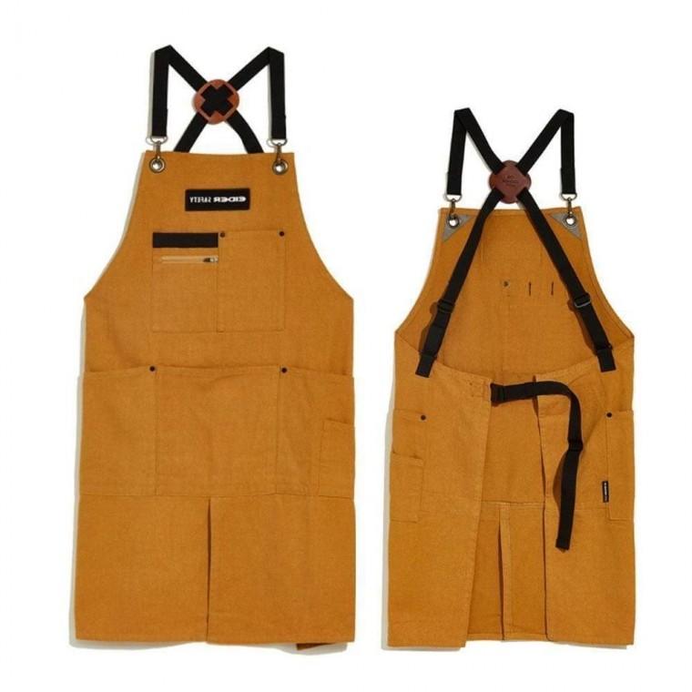 주방 셰프 패션 캐주얼 에이프런 캔버스 앞치마 작업용 조리복