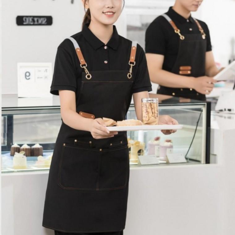 방수 캔버스 작업용 앞치마 바리스타 카페 공방 주방 조리복