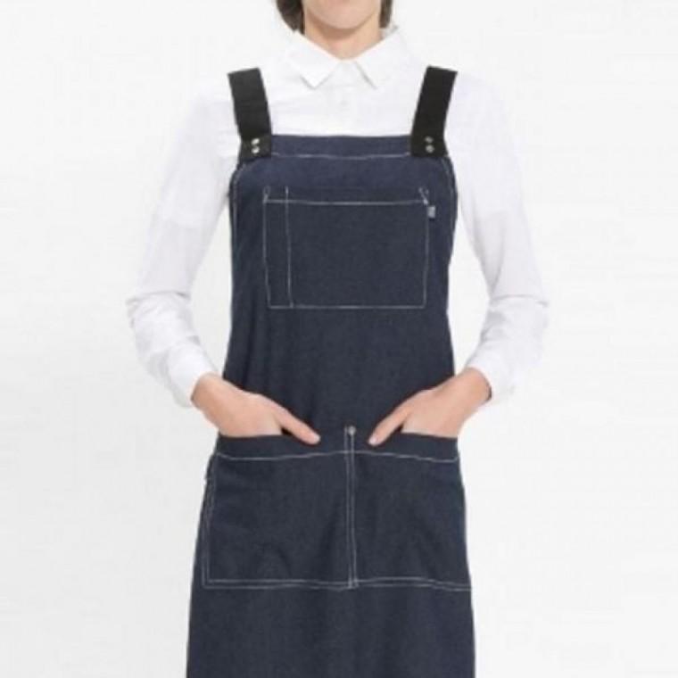 요리 미술 네이비데님 H형 공방 주방 앞치마 단색