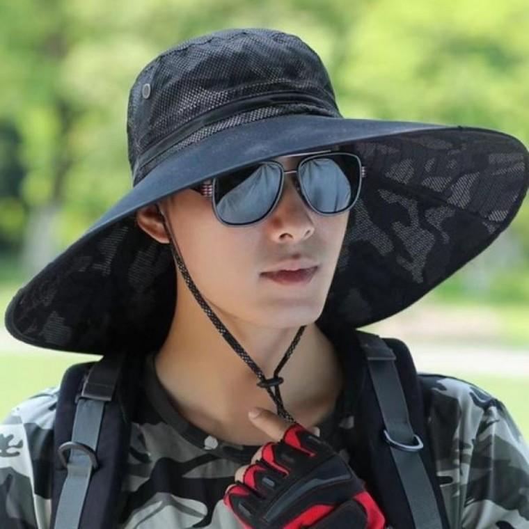 남성용 자외선차단 챙넓은 넓은창 밀리터리 정글 모자