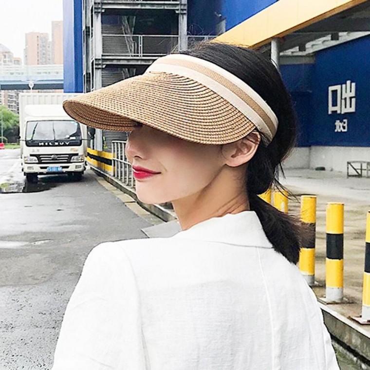 썬캡 여름 챙넓은 자외선 리프 라탄 모자 여성 차단