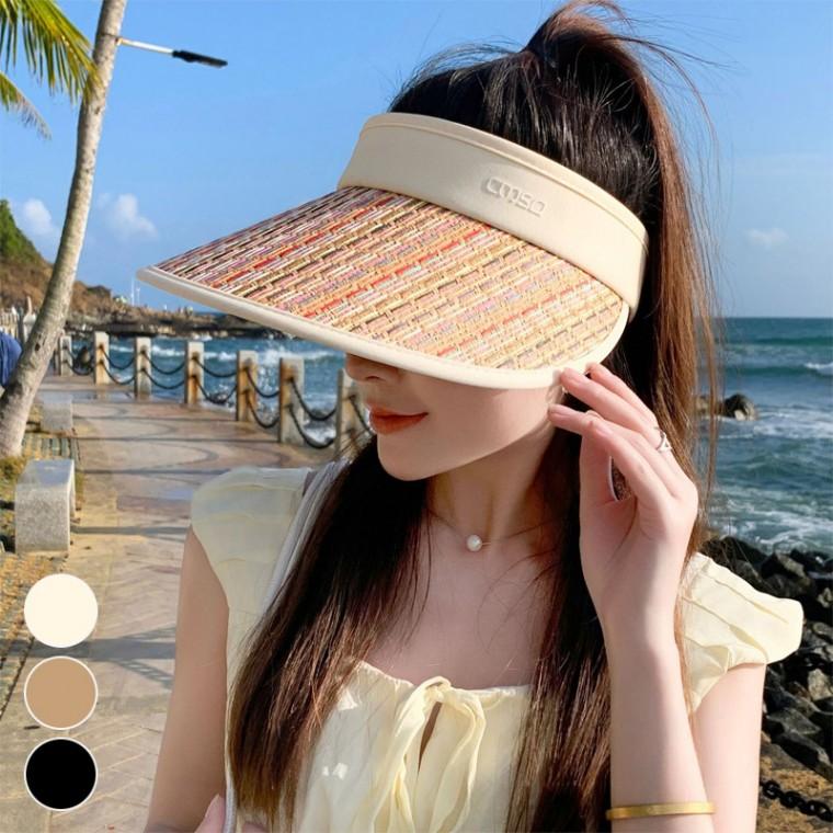 라탄 썬캡 여성 와이드 챙모자 여름 휴양지 썬바이저