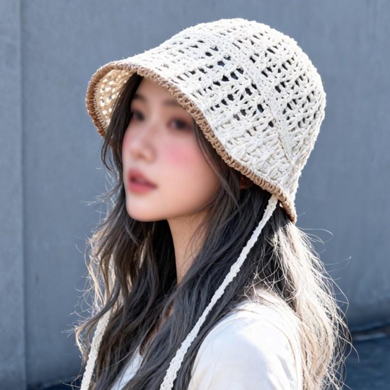 준캡 성인모자 펀칭레이스띠보넷 밀짚 벙거지 돌돌이면모자 썬캡 가림막 여성 여자 모자 버킷햇