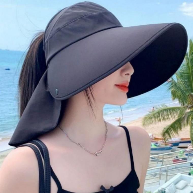 라피아모 뒷목가림 창넓은 썬캡 여성 모자