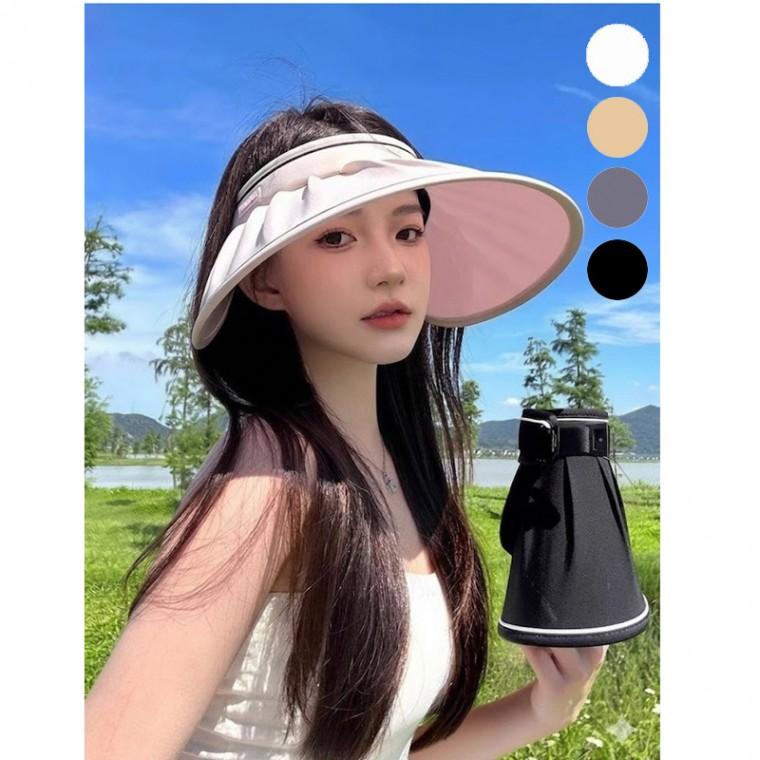 주름 와이드 썬캡