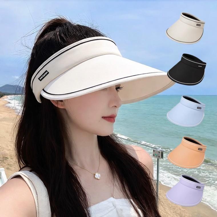 챙넓은 돌돌이 썬캡 여성 모자 UV 자외선 차단 M13451