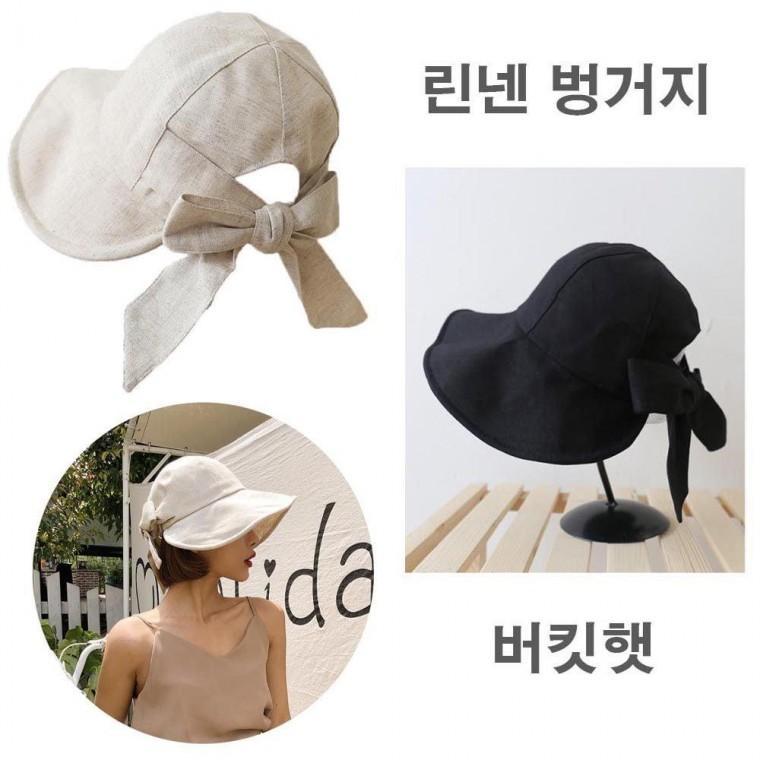 린넨 버킷햇 여성 여름 썬캡 자외선 차단 벙거지 모자