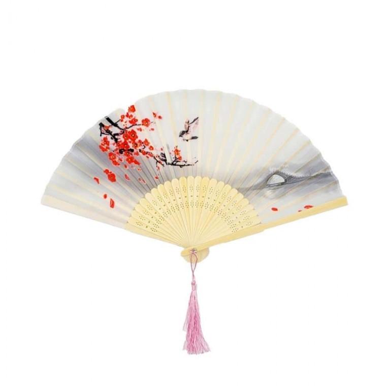 수채화부채 레드 매화 예쁜접이식부채 접이식대나무손부채 접이부채