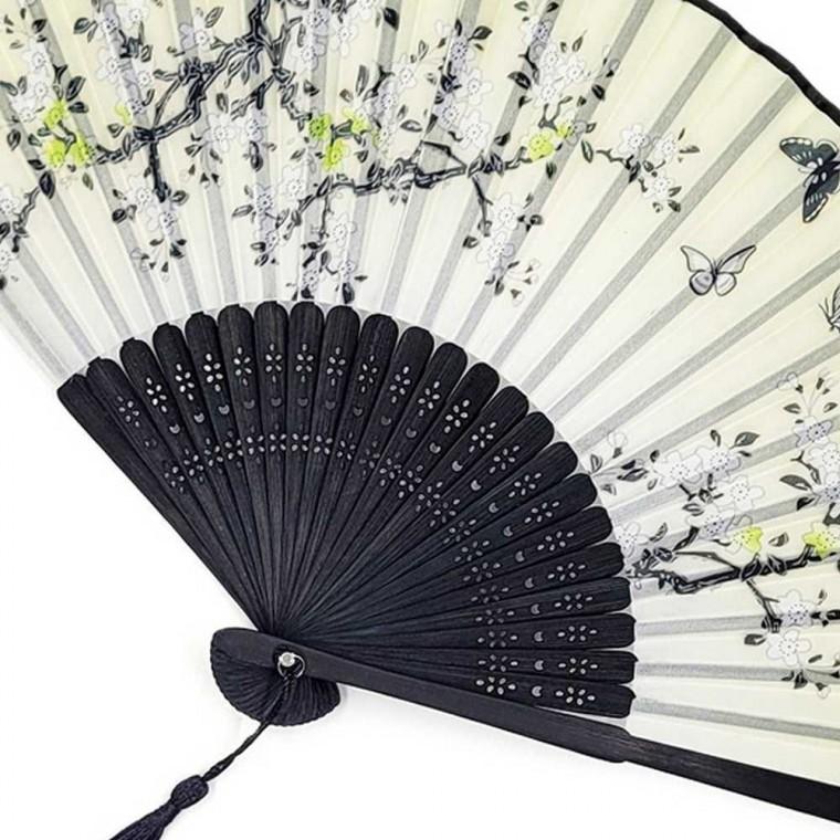 동양화부채 베이지 나비 대나무접이식부채 패션부채