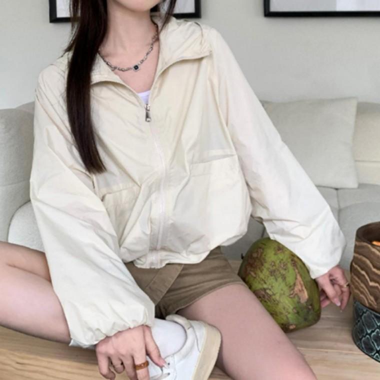 여성 자켓 재킷 집업 메쉬 안감 루즈핏 후드 바람막이