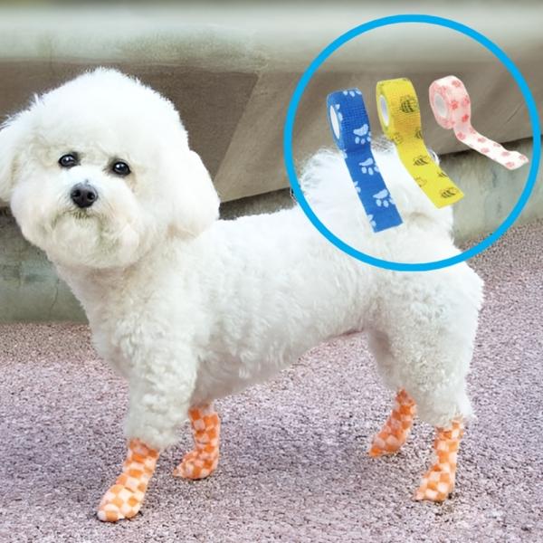 강아지 테이프신발 발보호 일회용 산책신발 강아지신발 테이프 미끄럼방지 붕대
