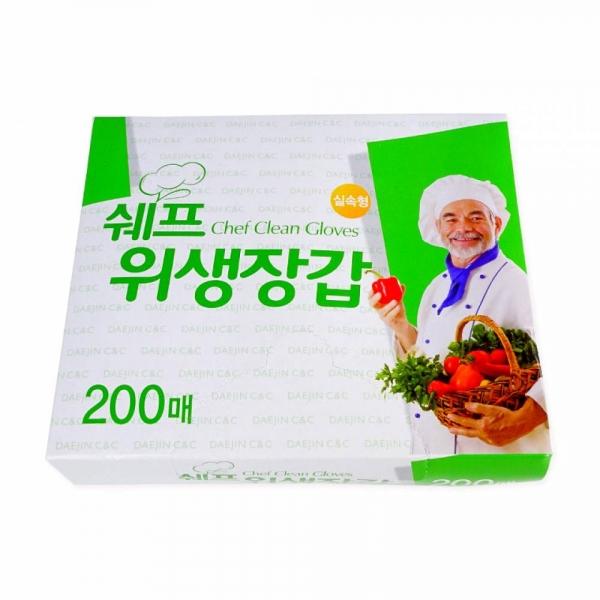 쉐프 위생장갑 200매 비닐장갑 일회용장갑 주방장갑 요리장갑 1회용장갑