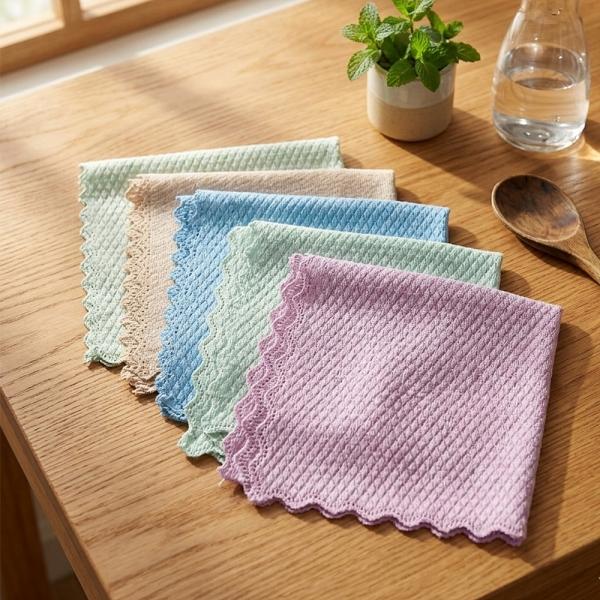 극세사 격자 세척 행주 30cmX30cm 컬러 랜덤 5장