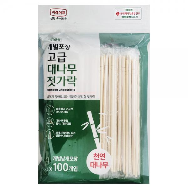 롯데이라이프 고급 대나무젓가락 100P 개별포장