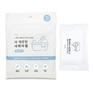나무이야기 더 깨끗한 휴대용 샤워타월 10개입 1860 출장 여행 캠핑 일회용 위생 수건 타올