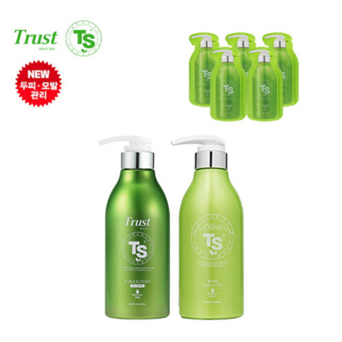 [TS샴푸] 트러스트 TS 샴푸 500ml+올리브 TS 트리트먼트 500ml+파우치샴푸 6ml×5개