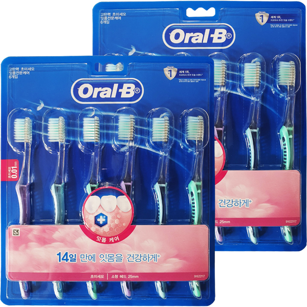 [오랄비] 고탄력 초미세모 잇몸전문케어 칫솔 6입X2개(12입)