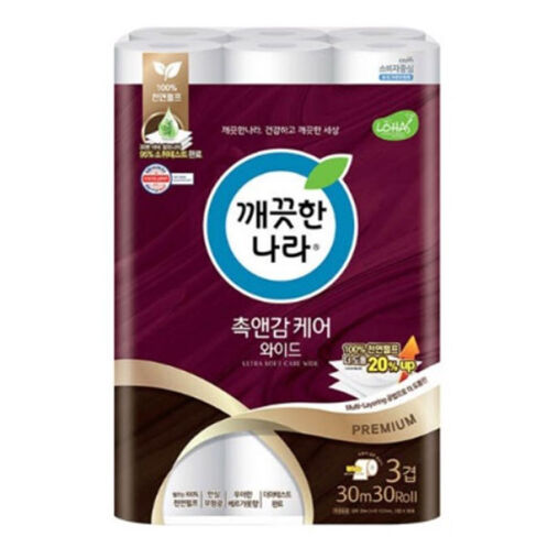 [깨끗한나라] 촉앤감와이드 3겹 30m 30롤 [107mm 광폭]
