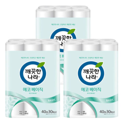 [깨끗한나라] 에코 베이직 2겹 40m 30롤*3팩