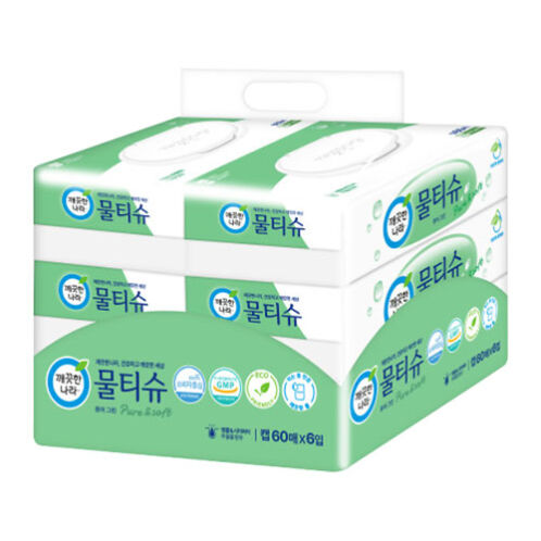 [깨끗한나라] 퓨어그린 물티슈 캡형60매*6입x4