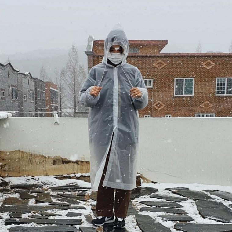 성인용 우비 화이트 성인휴대용우비 레인자켓