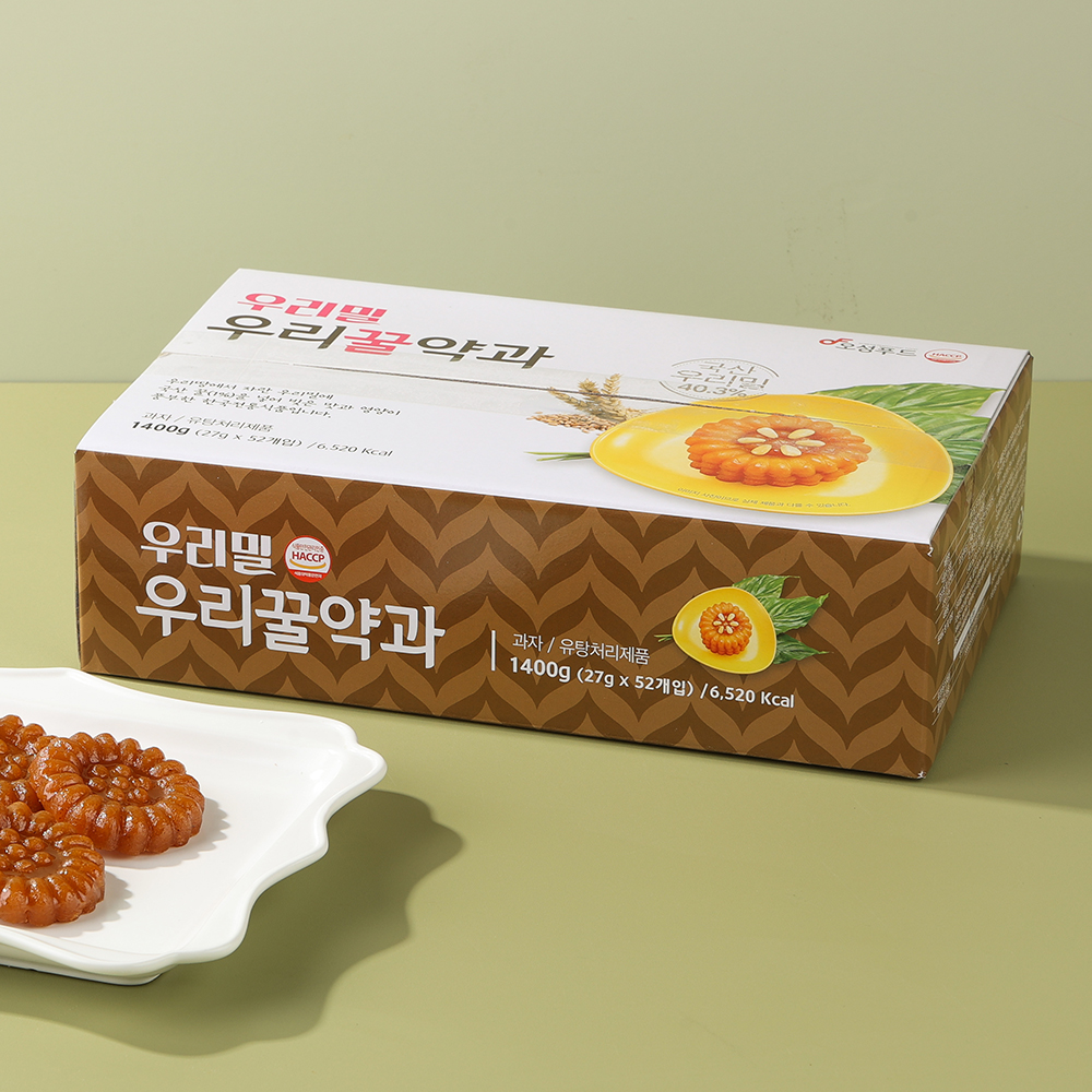[김제_오성푸드_27g*52입] 우리밀에 국산 꿀을 넣은 우리 꿀약과 52개입 세트