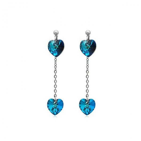 투웨이 블루 하트 오스트리아 크리스탈 써지컬 롱드롭 귀걸이 250908