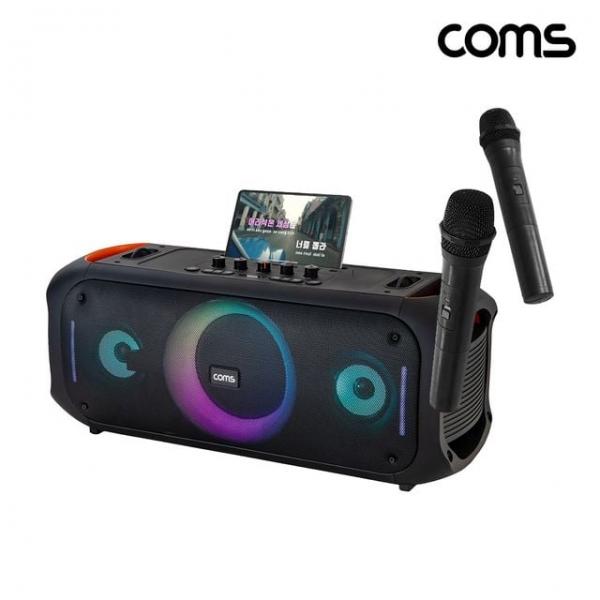 COMS 블루투스 LED 스피커 버스킹 앰프 70W 무선마이크 2대 TWS지원