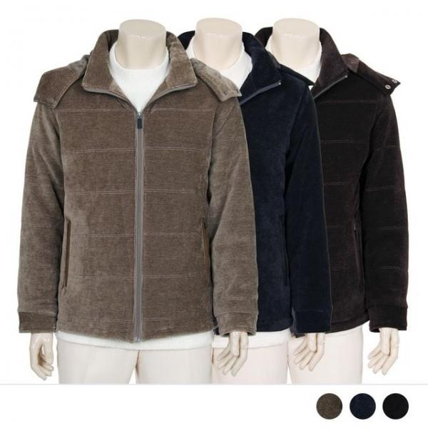 코듀로이 패딩 후드탈착 집업 점퍼