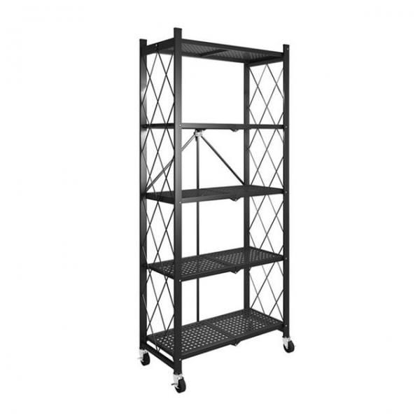 스티브몰 5단 원터치 접이식 선반 블랙 다용도 철제 수납장