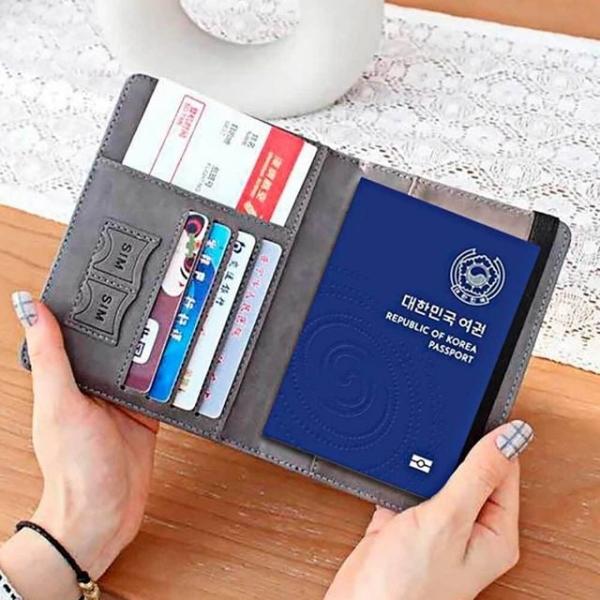 가죽 여권 지갑 안티 멀티수납