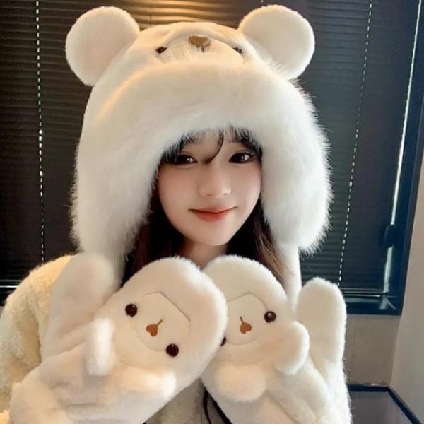 보들 털모자 장갑 세트 바라클라바 후드모자 곰돌이모자 곰돌이머플러 벙거지모자 귀도리 귀달이