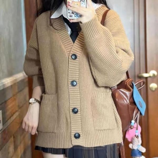 루즈핏 브이넥 도톰 니트 가디건 3color 7 오버핏가디건 여친룩가디건 따뜻한가디건
