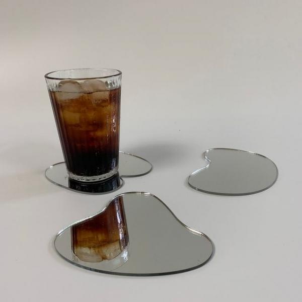 아크릴 거울 코스터 3종세트 컵받침 티코스터