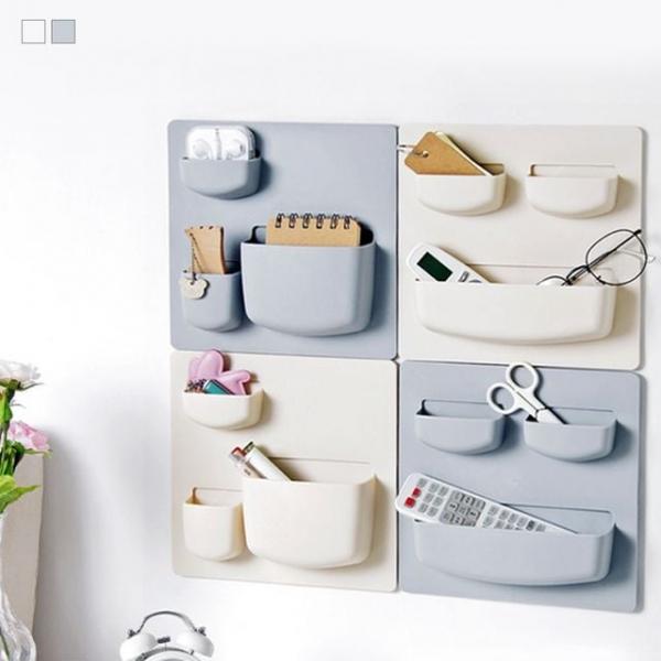 키밍 부착식 사각 월포켓 소품정리함 수납함 홀더꽂이