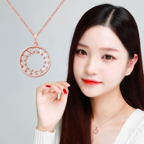 클레오 14KGP 로즈골드 큐빅 체인 패션 목걸이