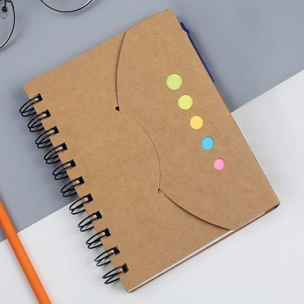 크라프트 반달 스프링 수첩 3개 메모지 메모장 볼펜