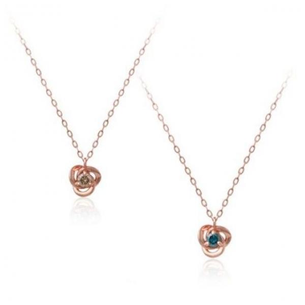 14K 로즈골드 플라워 1부  다이아몬드 목걸이